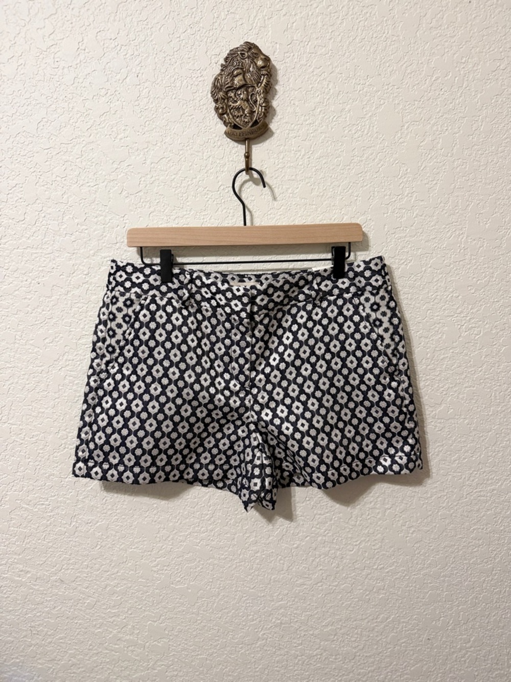 Sea Navy and White Floral Jacquard Shorts